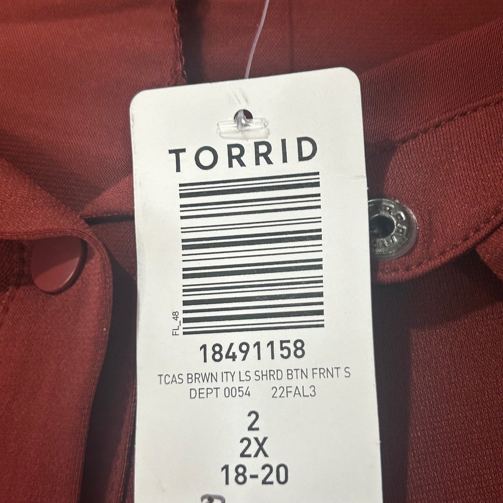 Torrid Shirt Dress Ruched Button Front 2 2X Brown Bodycon Midi Chic Workwear - Picture 5 of 7